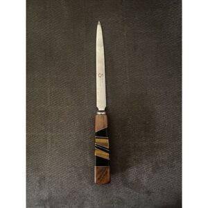 VINTAGE SANTA FE STONEWORKS APACHE GOLD, black brown  INLAY LETTER OPENER KNIFE